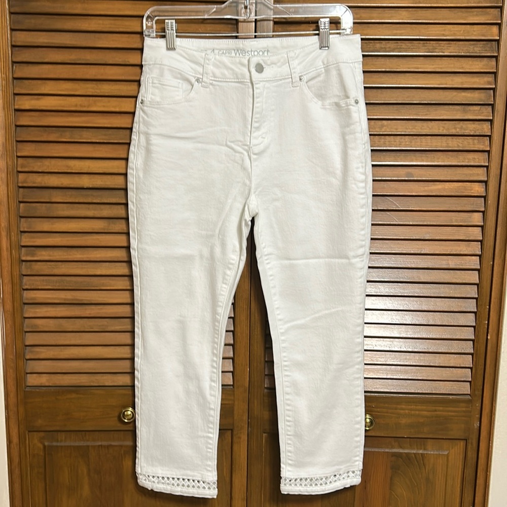 Westport Classic Fit White Jean Denim Capri Pants Size 4